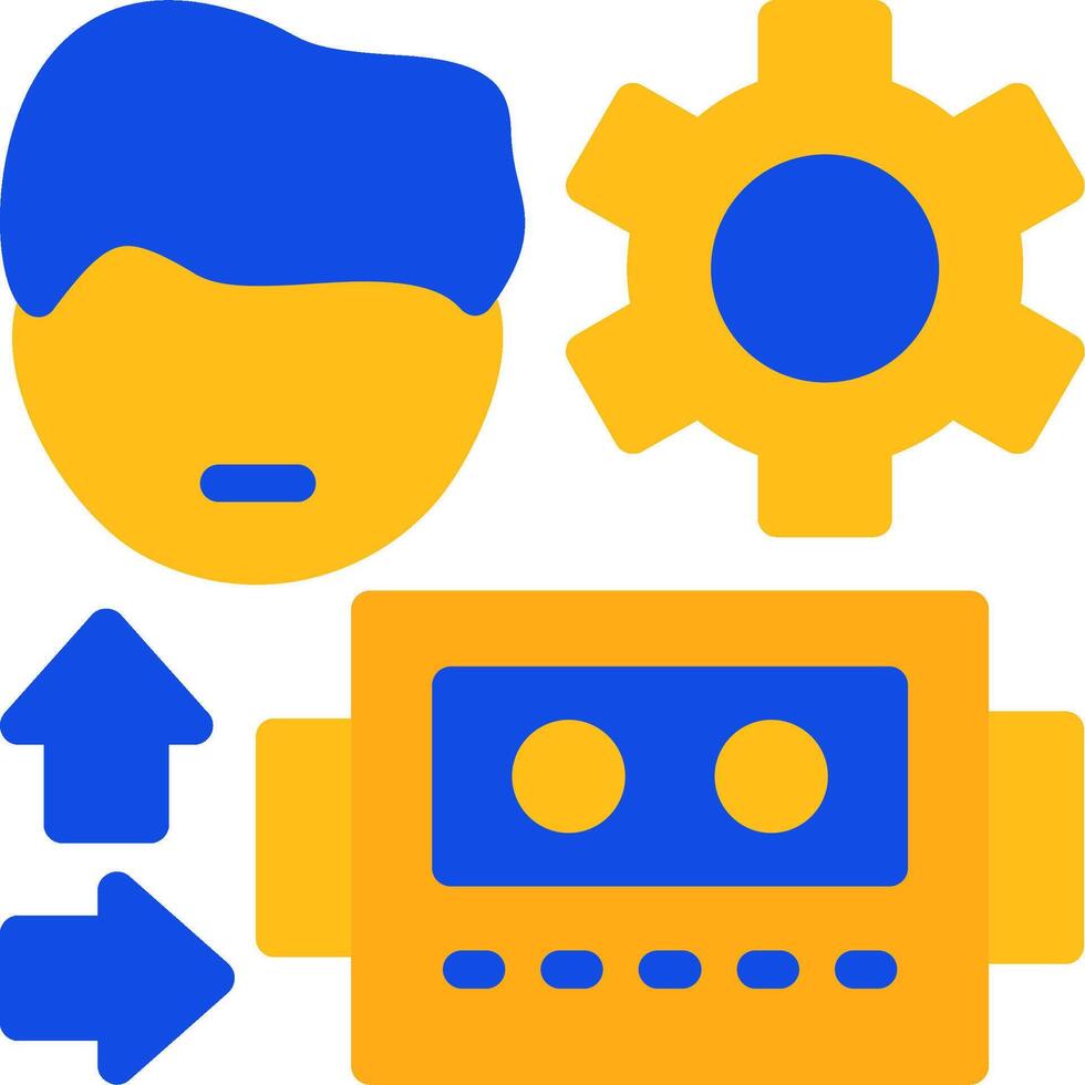 människa-robot samspel platt två Färg ikon vektor