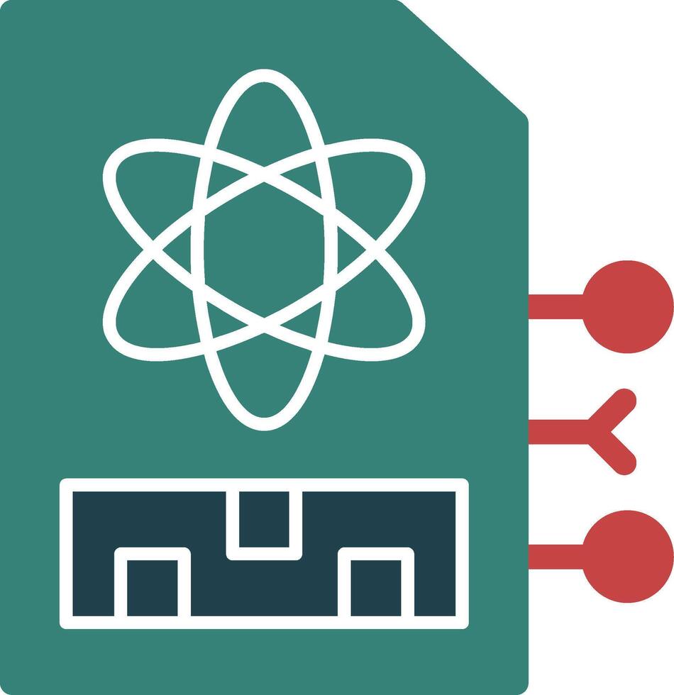 Quantum Erinnerung Glyphe zwei Farbe Symbol vektor