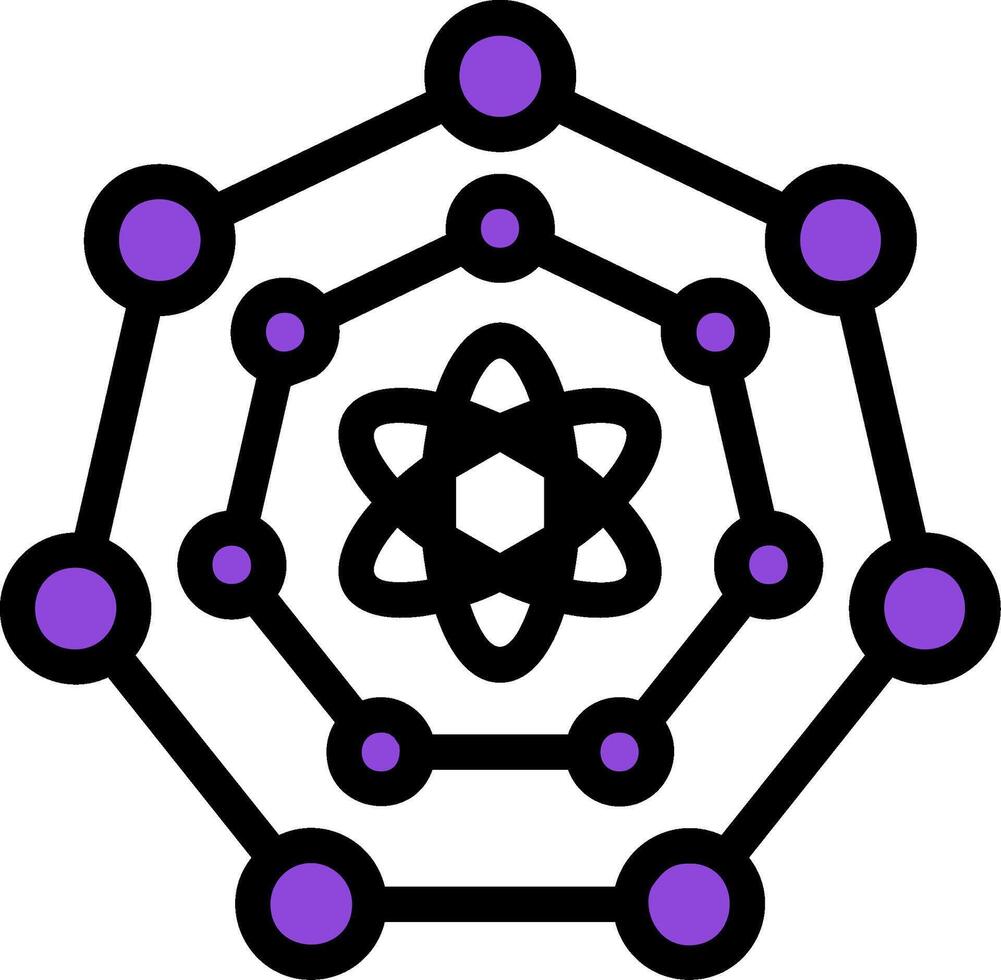 kvant nanovetenskap linje fylld ikon vektor