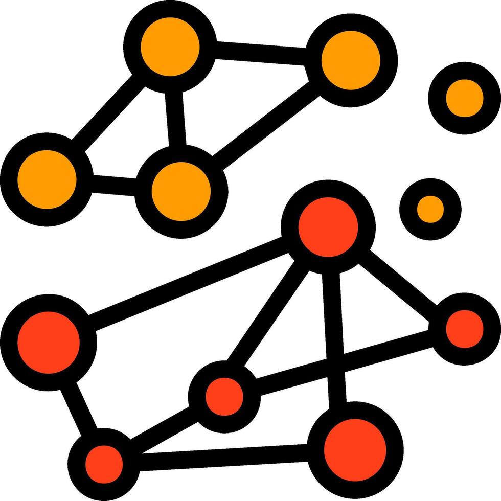 Schwarm Intelligenz Linie gefüllt Symbol vektor