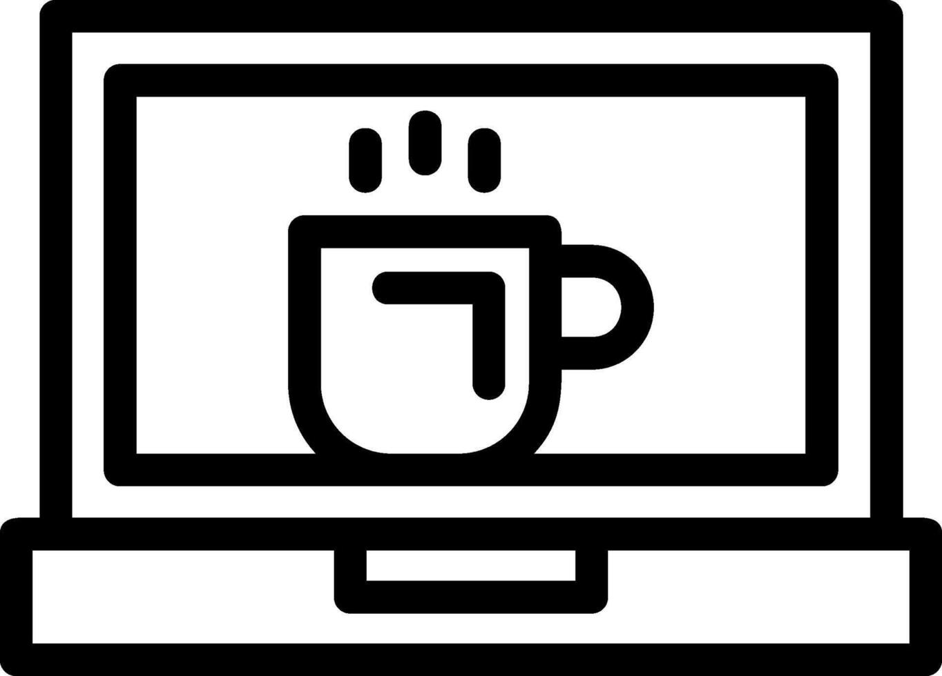 Kaffee Tasse und Laptop Linie Symbol vektor