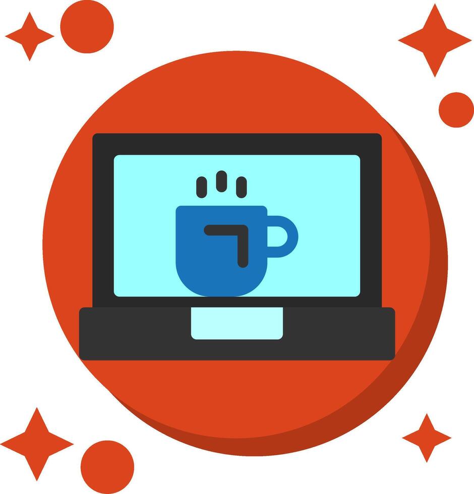 Kaffee Tasse und Laptop beschattet Farbe Symbol vektor