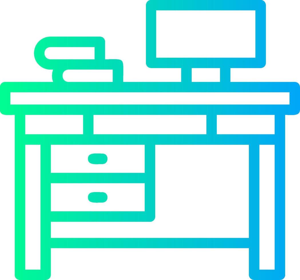 kontor skrivbord linjär lutning ikon vektor