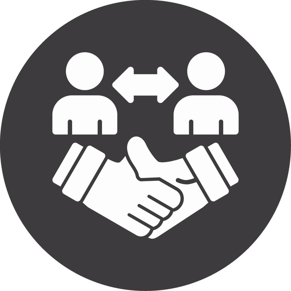 handslag mellan arbetsgivare och kandidat glyf cirkel ikon vektor
