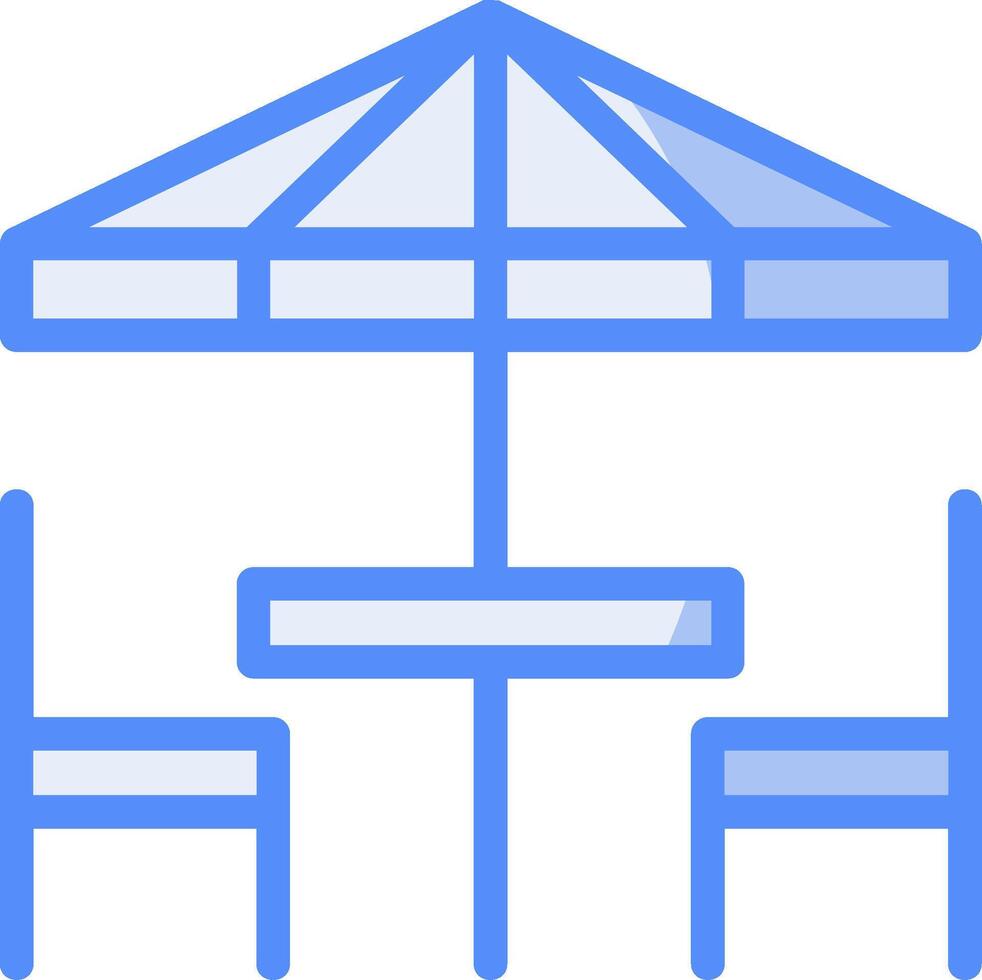Terrasse Möbel Linie gefüllt Blau Symbol vektor