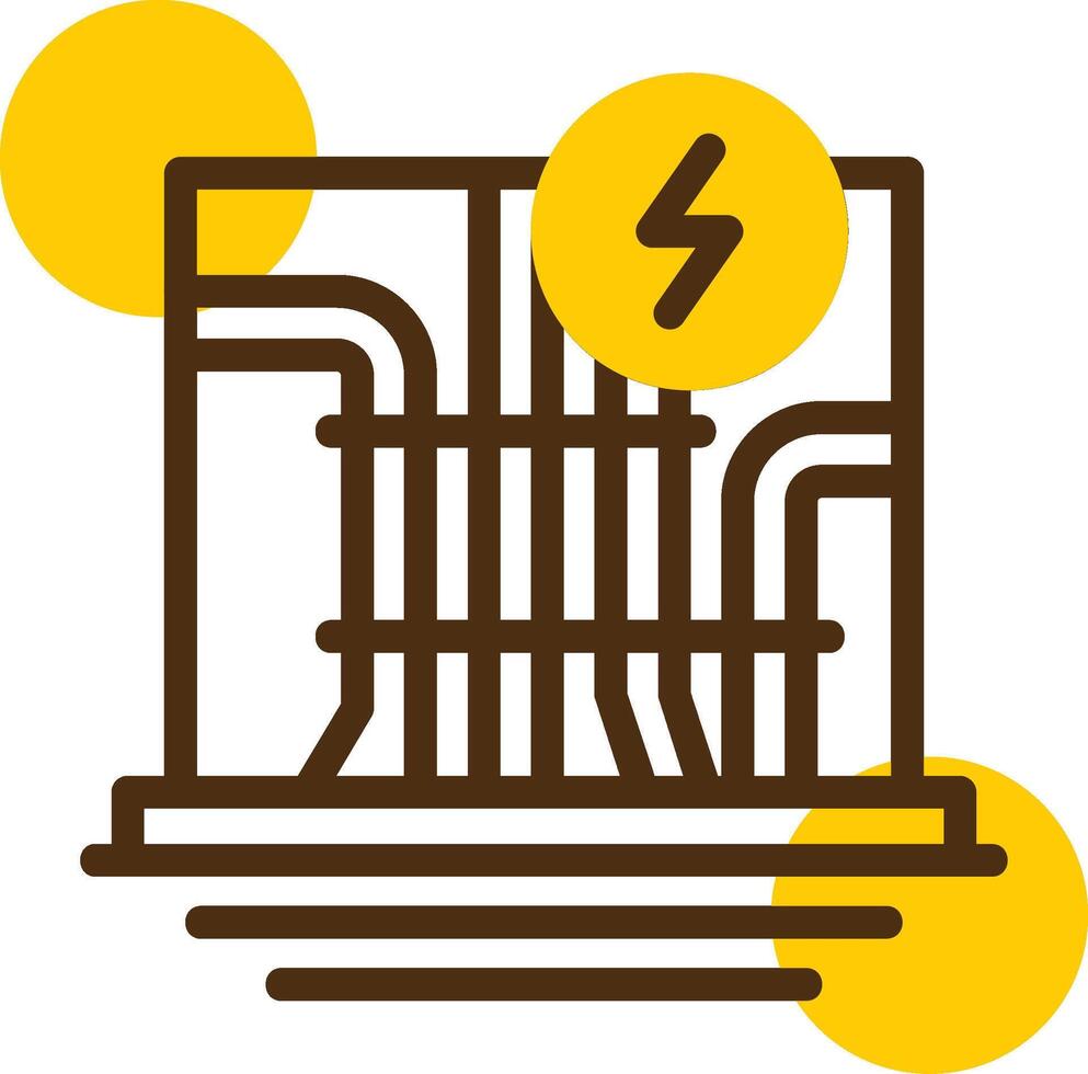 elektrisk ledningar gul lieanr cirkel ikon vektor