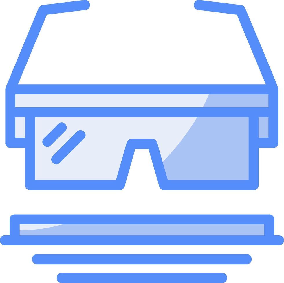 säkerhet glasögon linje fylld blå ikon vektor