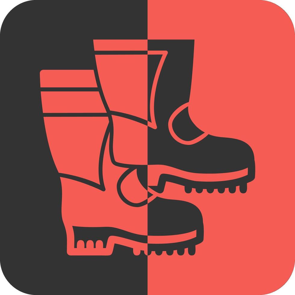 Feuerwehrmann Stiefel rot invers Symbol vektor