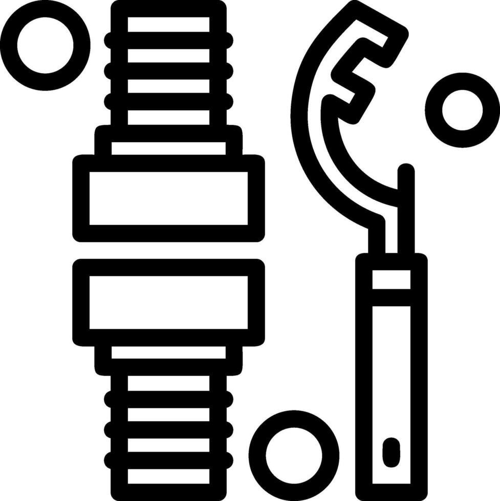 Feuer Schlauch Kupplung Schlüssel Linie Symbol vektor