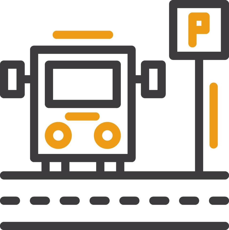 Parkplatz Shuttle Bus Linie zwei Farbe Symbol vektor