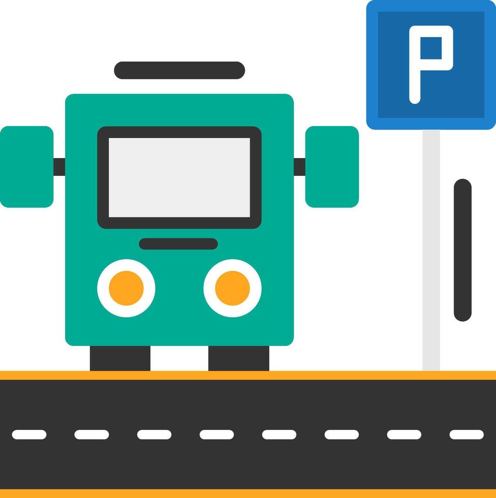 parkering shuttle buss platt ikon vektor