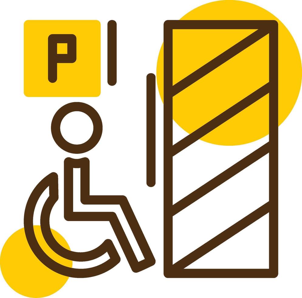 Rullstolsanpassad parkering gul lieanr cirkel ikon vektor
