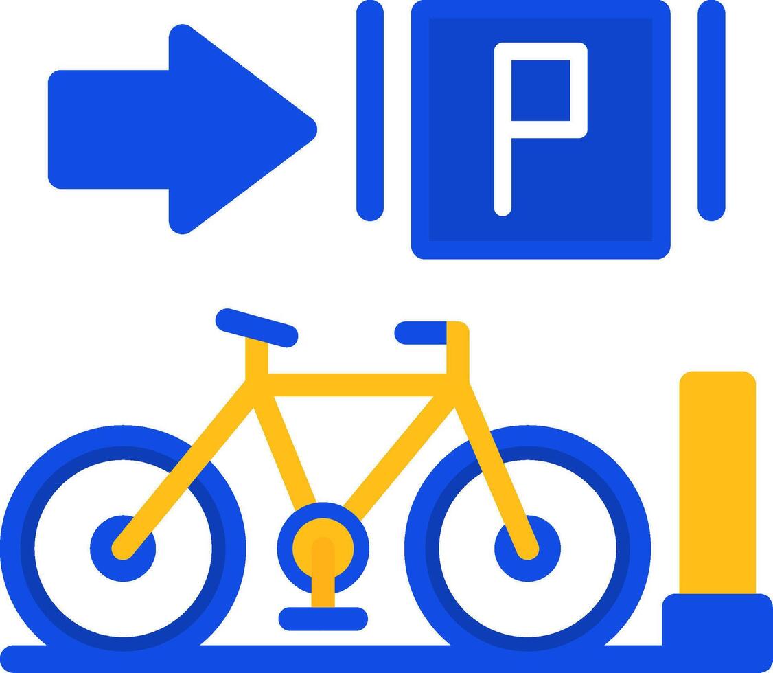 parkerad cyklar platt två Färg ikon vektor