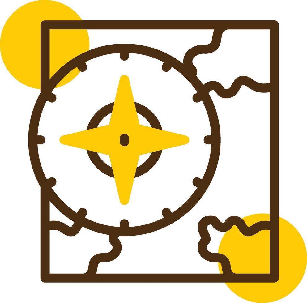 kompass gul lieanr cirkel ikon vektor