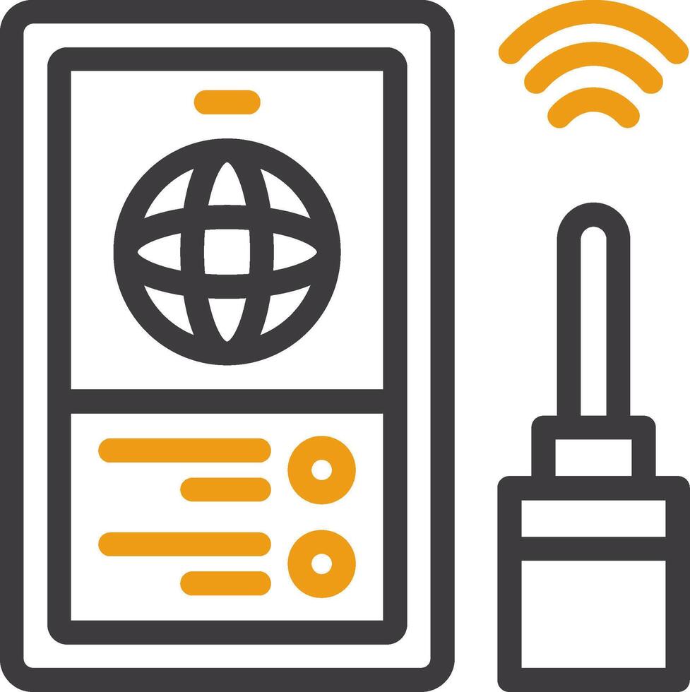 internet signal linje två Färg ikon vektor