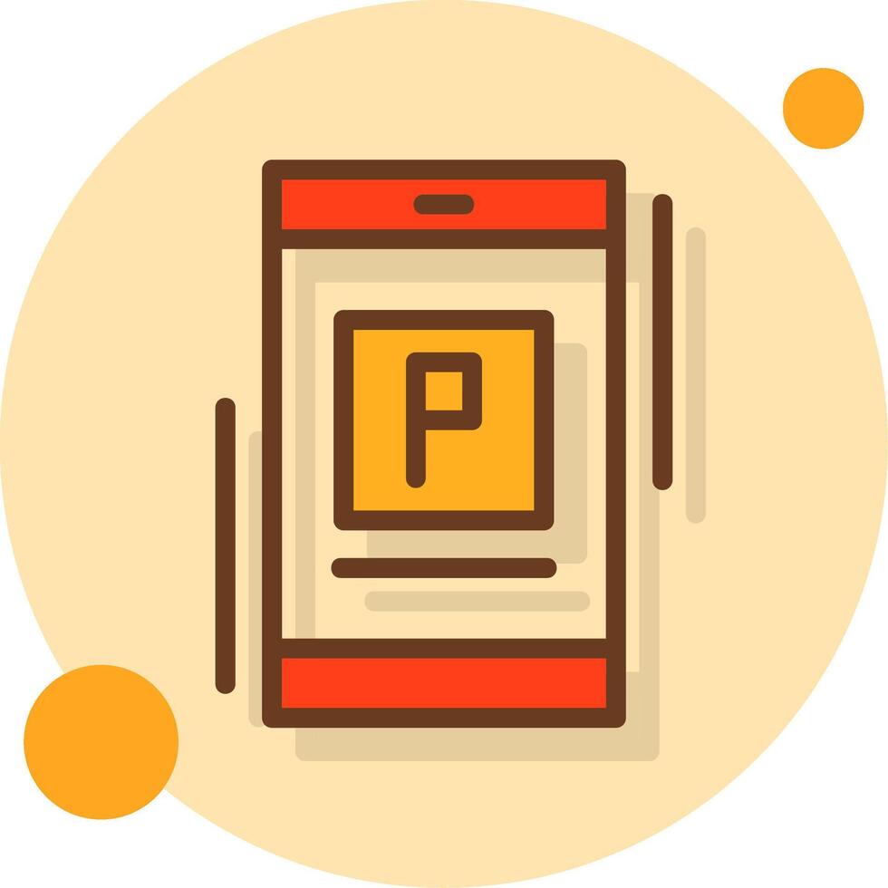 Parkplatz App Linie gefüllt Schatten Kreis mit Symbolen gefüllt Schatten Kreis Symbol vektor