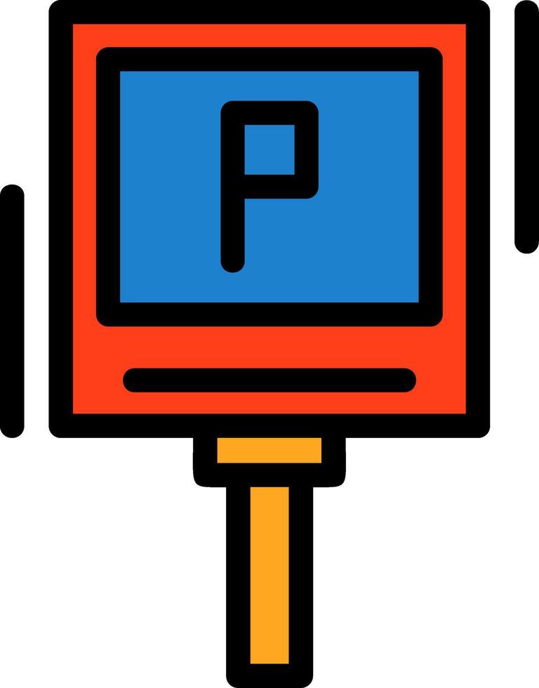 p Parkplatz Symbol Linie gefüllt Symbol vektor