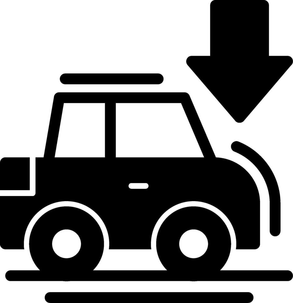 Auto mit Nieder Pfeil Glyphe Symbol vektor