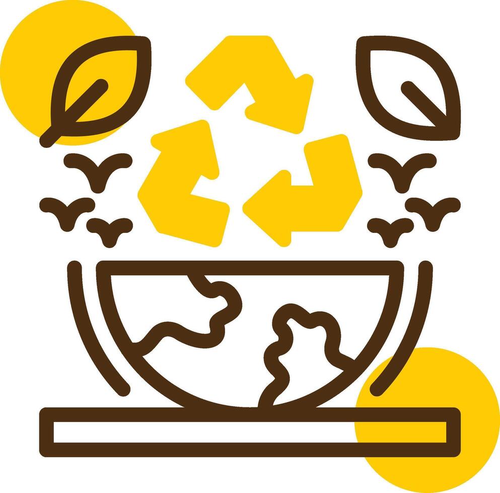 återvinna symbol gul lieanr cirkel ikon vektor