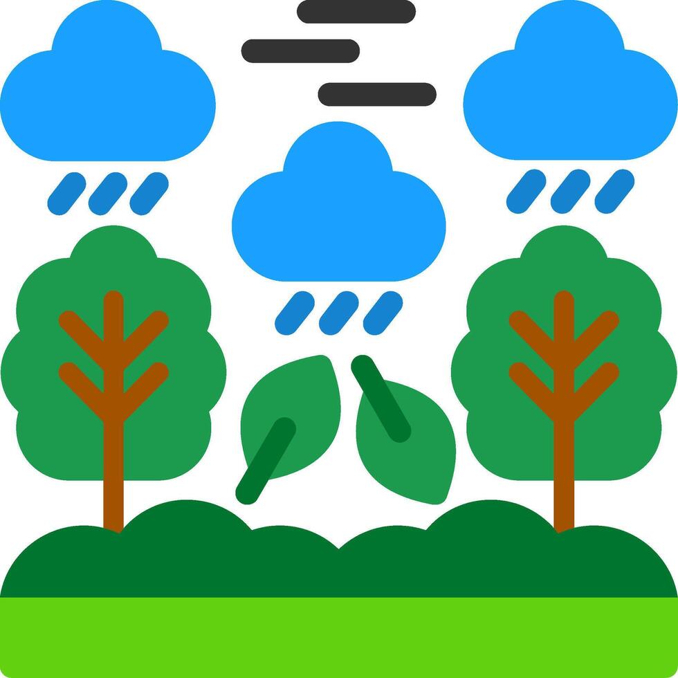 regnskog platt ikon vektor