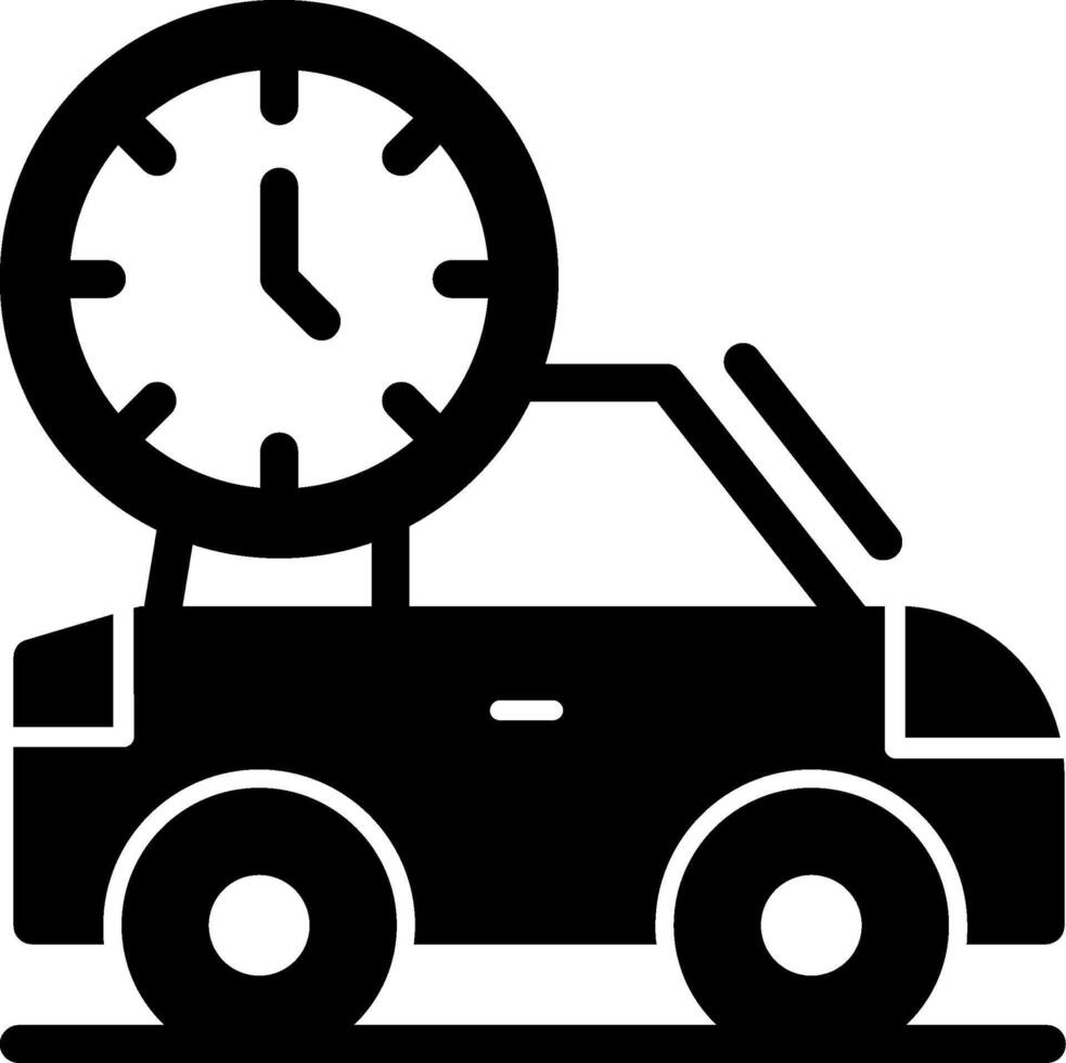 Auto mit Uhr Glyphe Symbol vektor