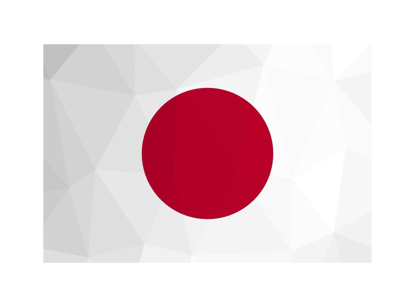 vektor isolerat illustration. nationell japansk flagga med vit bakgrund, röd cirkel. officiell symbol av Japan, hinomaru. kreativ design i låg poly stil med triangel- former.