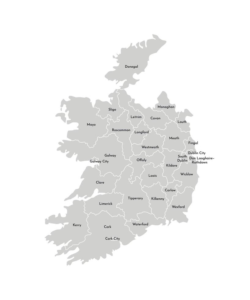 vektor isolerat illustration av förenklad administrativ Karta av republik av irland. gränser och namn av de provinser, regioner. grå silhuetter. vit översikt