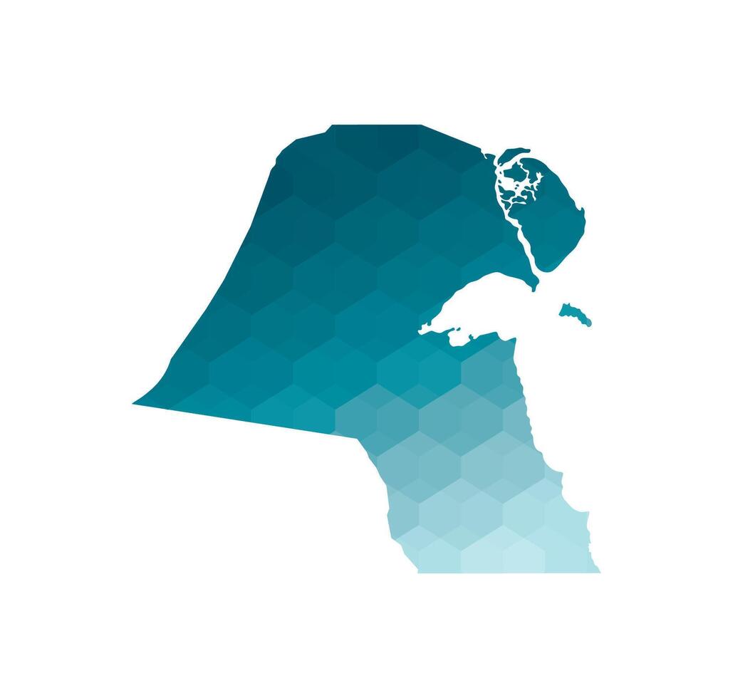vektor isolerat illustration ikon med förenklad blå silhuett av stat av kuwait Karta. polygonal geometrisk stil. vit bakgrund.