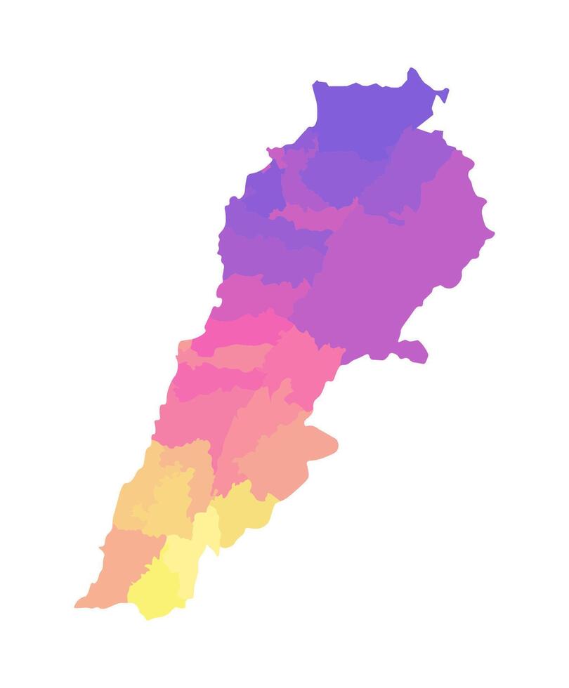 vektor isolerat illustration av förenklad administrativ Karta av Libanon. gränser av de guvernement, regioner. mång färgad silhuetter.