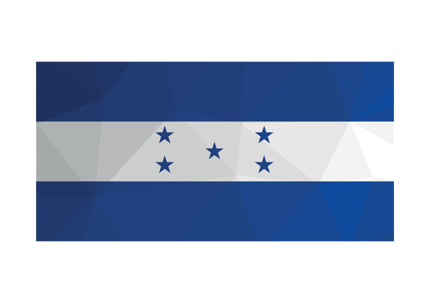 vektor illustration. officiell baner av honduras. nationell flagga med blå och vit Ränder och stjärnor. kreativ design i låg poly stil med triangel- former