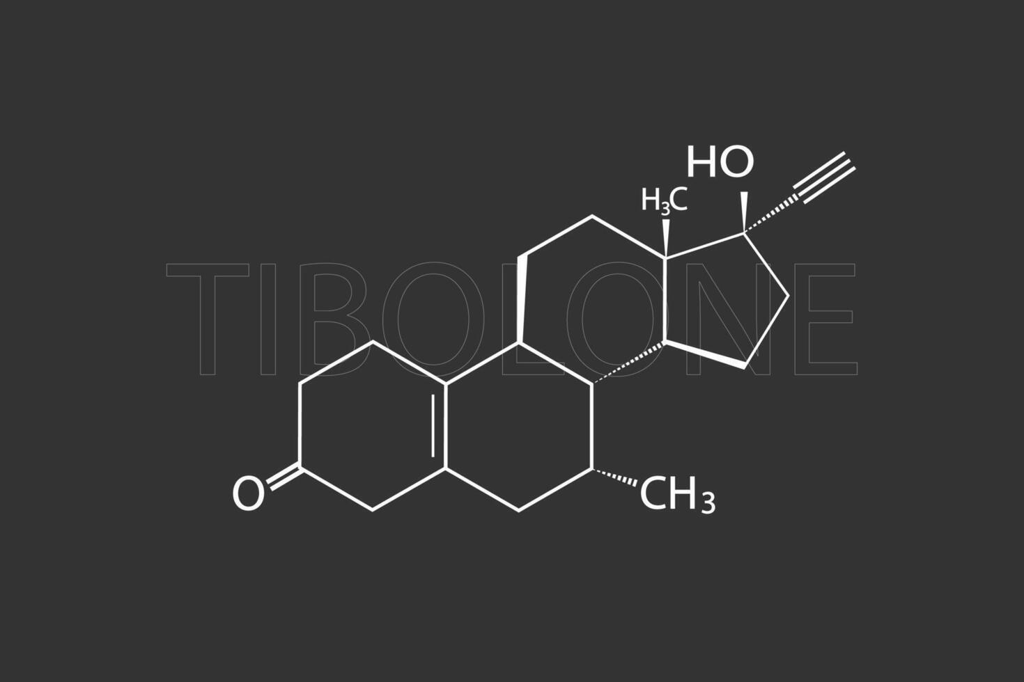 tibolon molekyl skelett- kemisk formel vektor