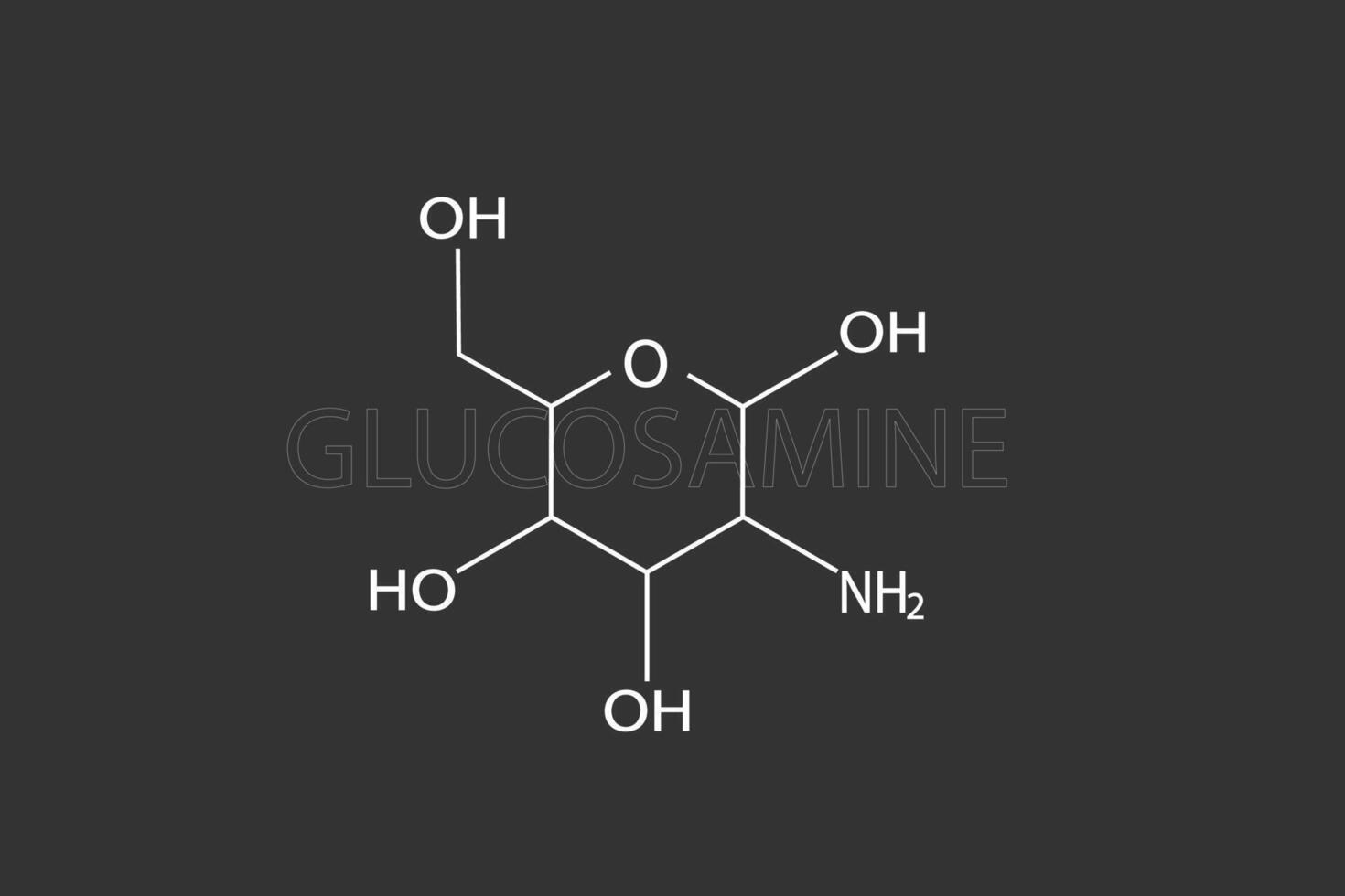 glukosamin molekyl skelett- kemisk formel vektor
