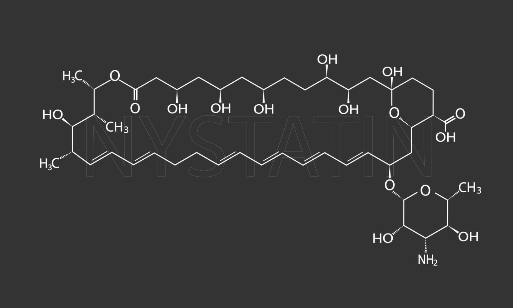 Nystatin molekular Skelett- chemisch Formel vektor