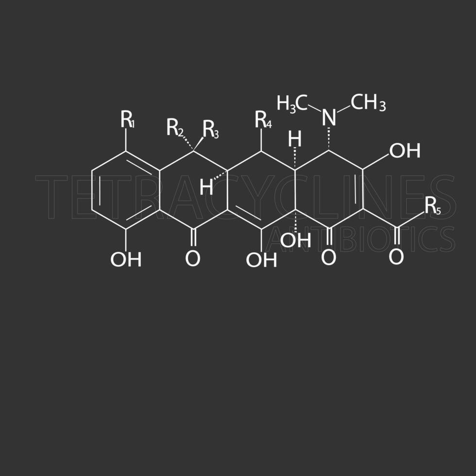 Tetracycline Antibiotika molekular Skelett- chemisch Formel vektor