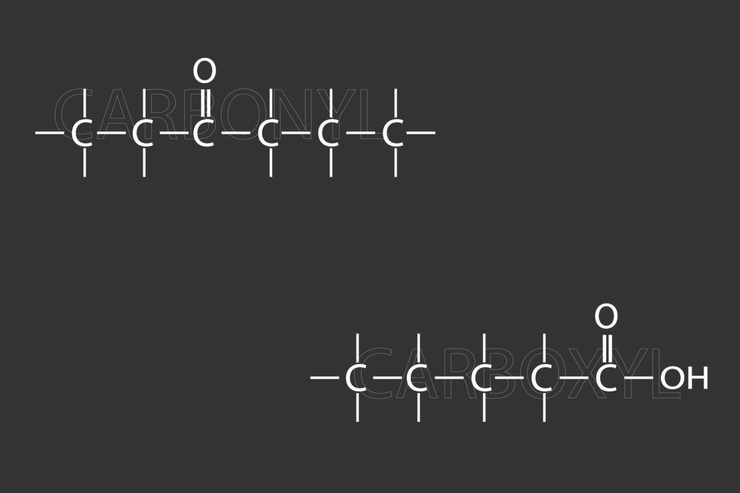 karbonyl eller karboxyl molekyl skelett- kemisk formel vektor