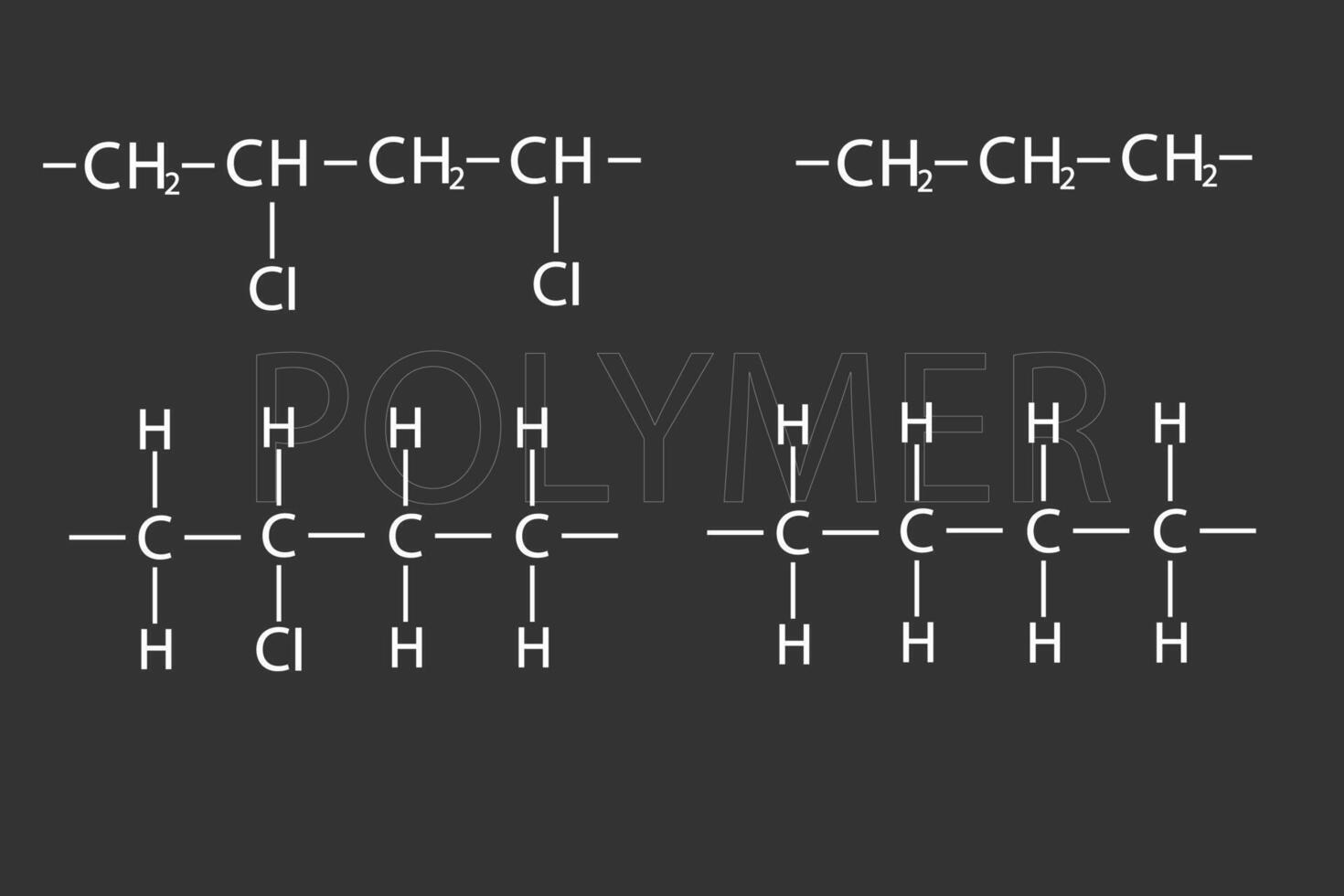 polymer molekyl skelett- kemisk formel vektor