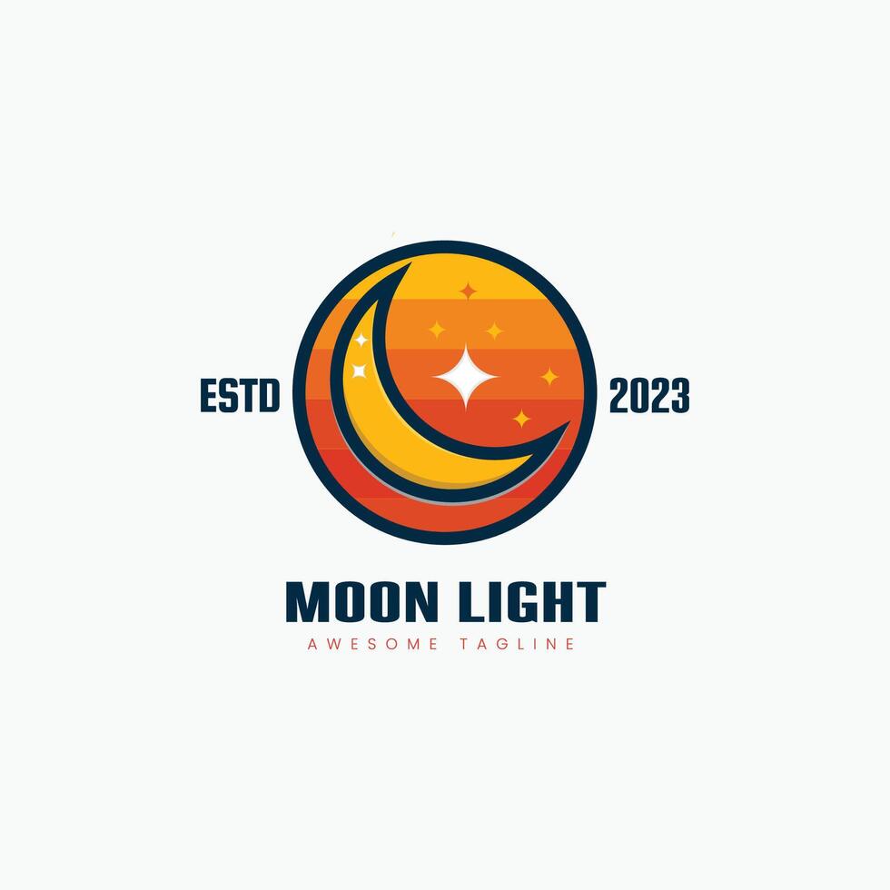 måne ljus logotyp design vektor