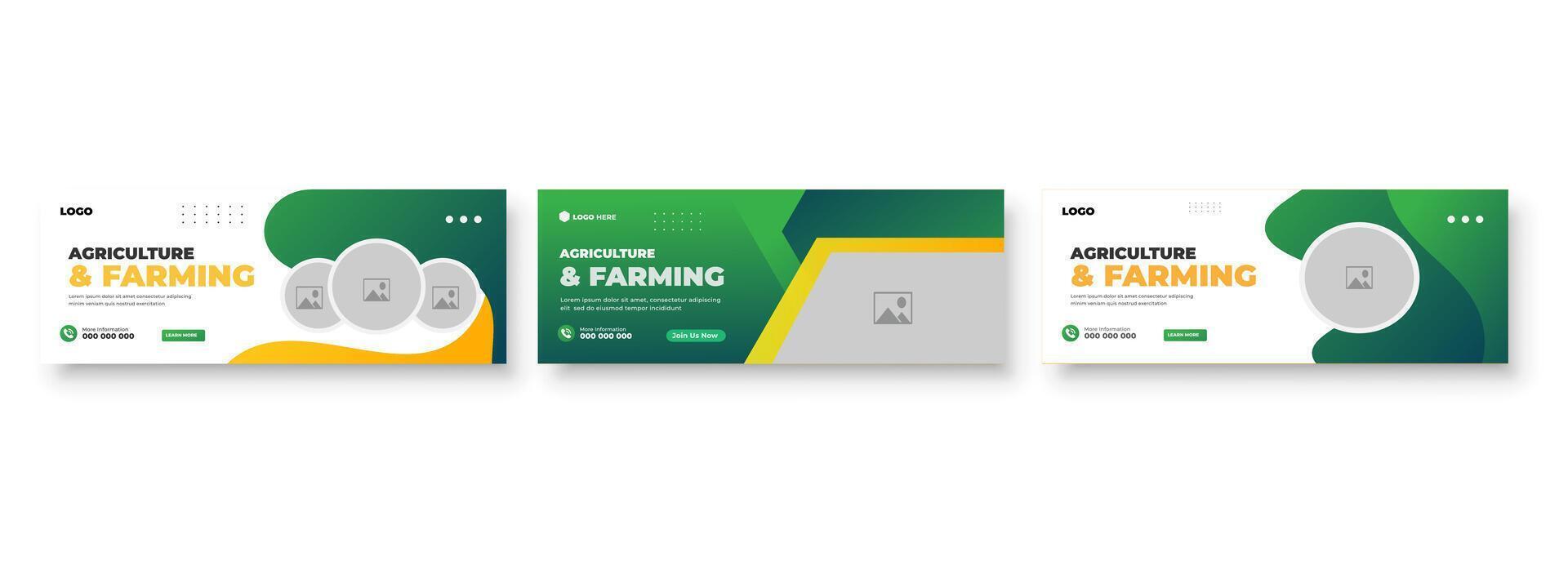 Landwirtschaft Landwirtschaft Bedienung Startseite und Sozial Medien Post Rasen Gartenarbeit bunt bündeln Vorlage vektor
