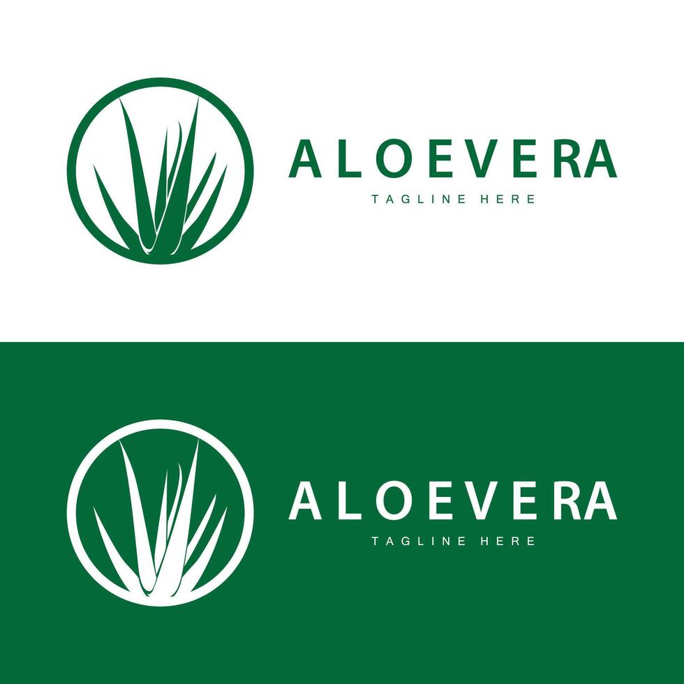 aloe vera logotyp kosmetisk design enkel grön växt hälsa symbol vektor illustration