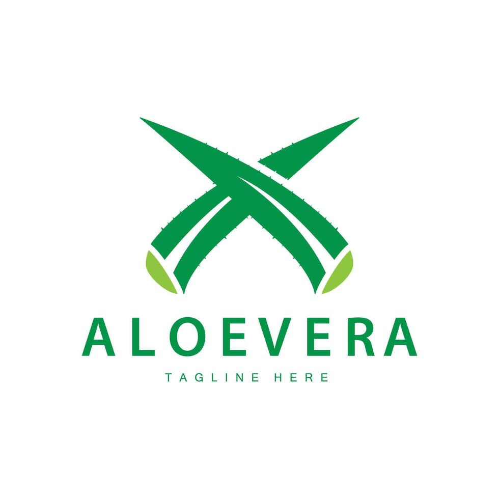 aloe vera logotyp kosmetisk design enkel grön växt hälsa symbol vektor illustration