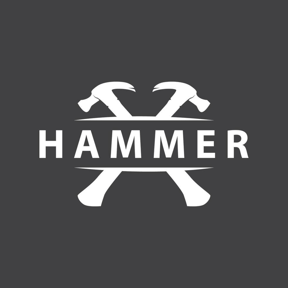 Hammer Logo Design Reparatur Bedienung Vorlage Jahrgang Symbol Illustration Silhouette Reparatur Werkzeug vektor