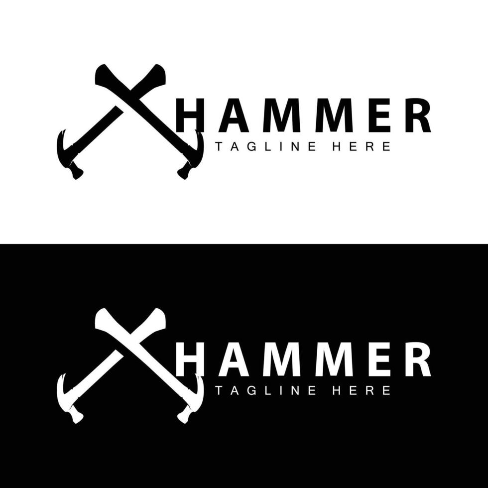 Hammer Logo Design Reparatur Bedienung Vorlage Jahrgang Symbol Illustration Silhouette Reparatur Werkzeug vektor