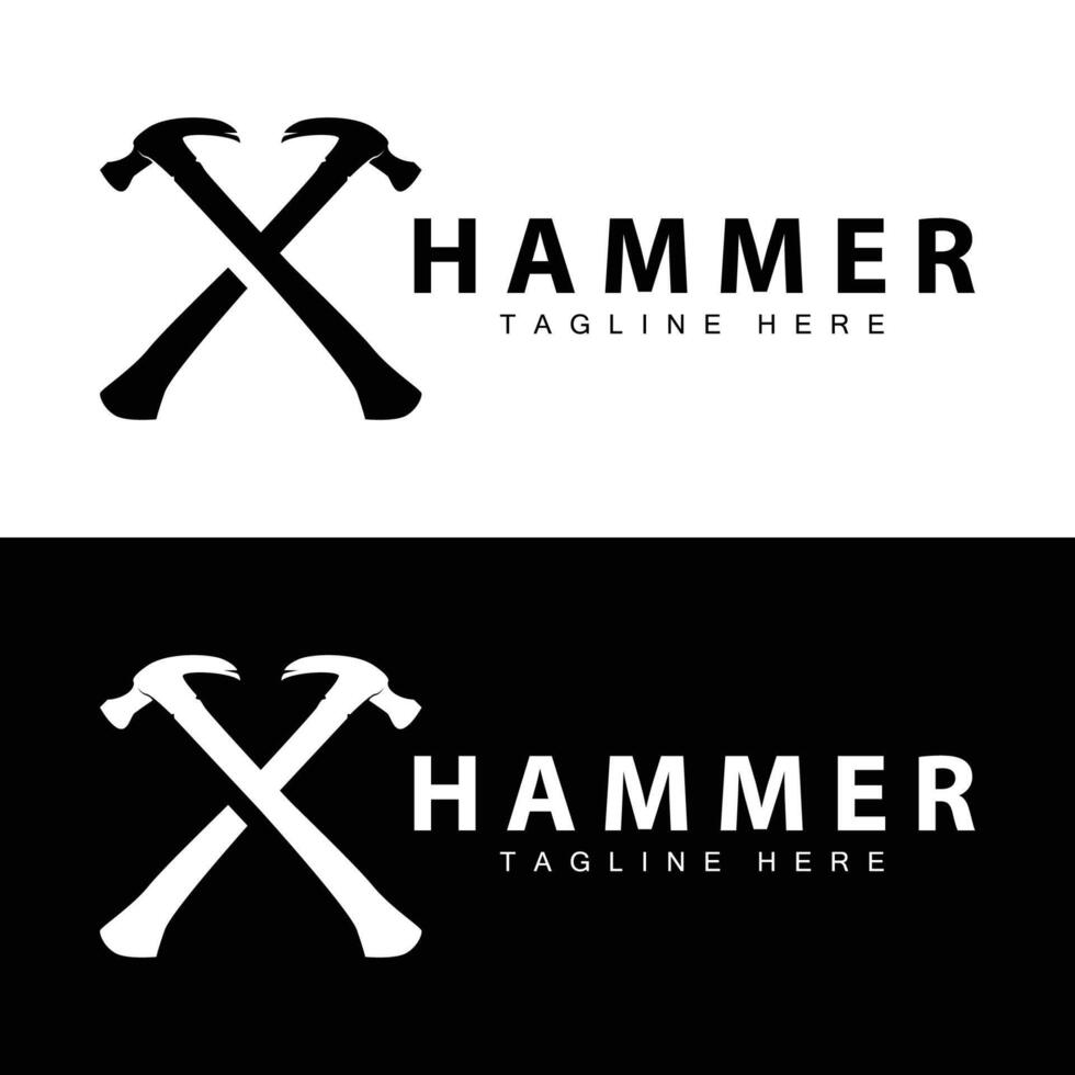 Hammer Logo Design Reparatur Bedienung Vorlage Jahrgang Symbol Illustration Silhouette Reparatur Werkzeug vektor