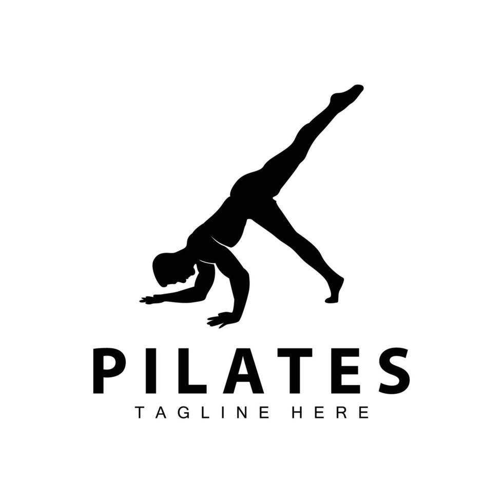 Pilates Logo Vektor Körper posiert Gymnastik Übung Yoga Ruhe Nieder Vorlage Illustration