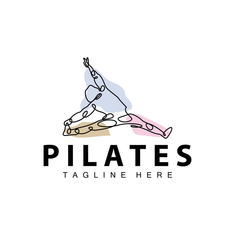 Pilates Logo Vektor Körper posiert Gymnastik Übung Yoga Ruhe Nieder Vorlage Illustration