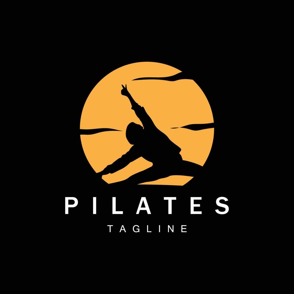 Pilates Logo Vektor Körper posiert Gymnastik Übung Yoga Ruhe Nieder Vorlage Illustration