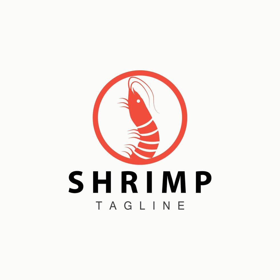 einfach Garnele Logo Design Vektor Meeresfrüchte Sushi Restaurant Garnelen Vorlage Illustration