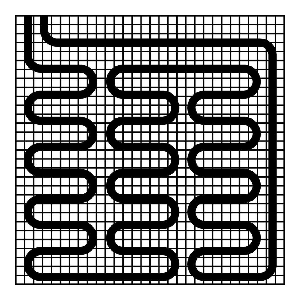 elektrisch Fußboden Heizung warm erhitzt Symbol schwarz Farbe Vektor Illustration Bild eben Stil