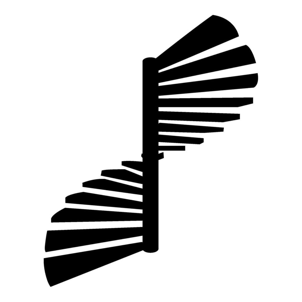 Spiral- Treppe kreisförmig Treppe Symbol schwarz Farbe Vektor Illustration Bild eben Stil