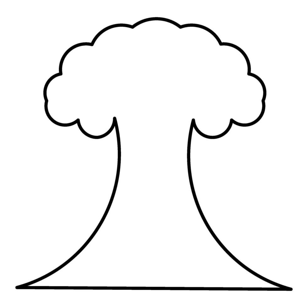 nuklear Explosion platzen Pilz explosiv Zerstörung Kontur Gliederung Linie Symbol schwarz Farbe Vektor Illustration Bild dünn eben Stil